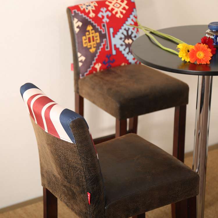 Custom produce pattern PU leather upholstered bar chair