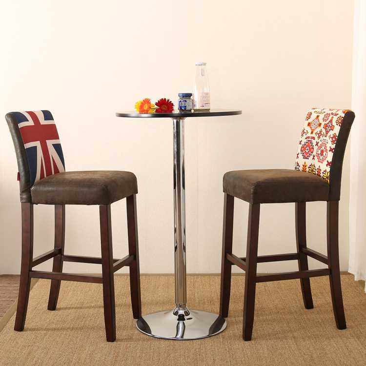 Custom produce pattern PU leather upholstered bar chair