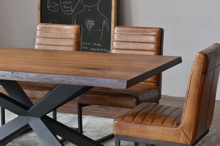 Retro American country style wooden with metal loft dining table,durable cheap vintage industrial wooden loft table