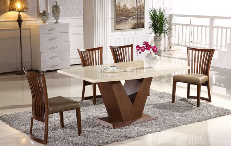High quality modern dining room rectangle white marble table,fashion style 4 seater white marble table