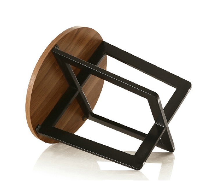 Classical design coffee room round plywood table,American style plywood table top with cross iron table legs