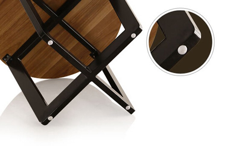 Classical design coffee room round plywood table,American style plywood table top with cross iron table legs